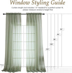Sage Green Sheer Curtains 84 Inches Long 2 Panels Set, Light Filtering Sheer - Image 2