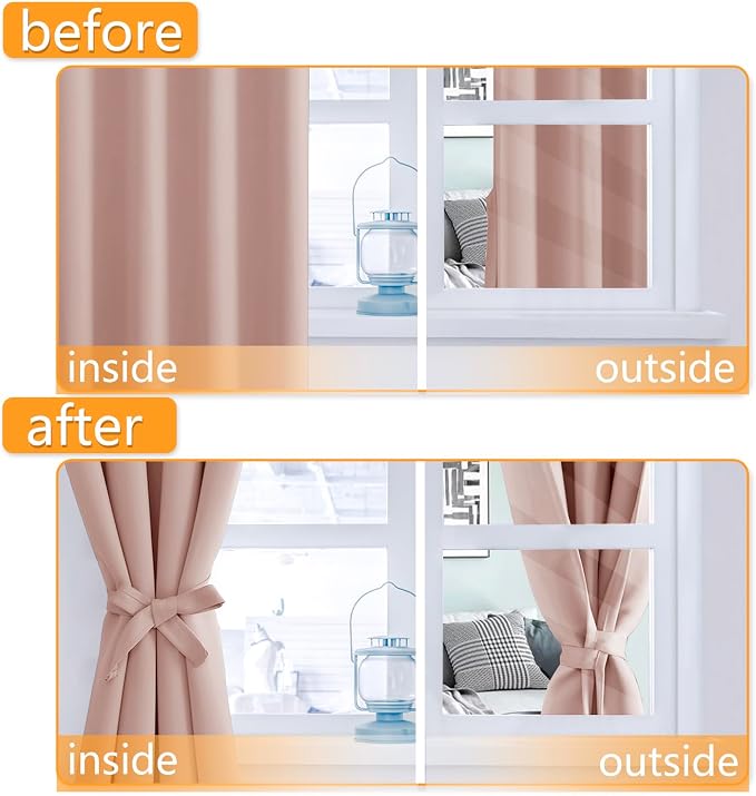 Short Blackout Curtains for Bedroom, 42 x 45 Inch, 2 Panels | Thermal Insulated - Image 4