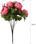 Duovlo Springs Flowers Artificial Silk Peony Bouquets Wedding Home Decoration,Pack of 1 (Spring Pink)