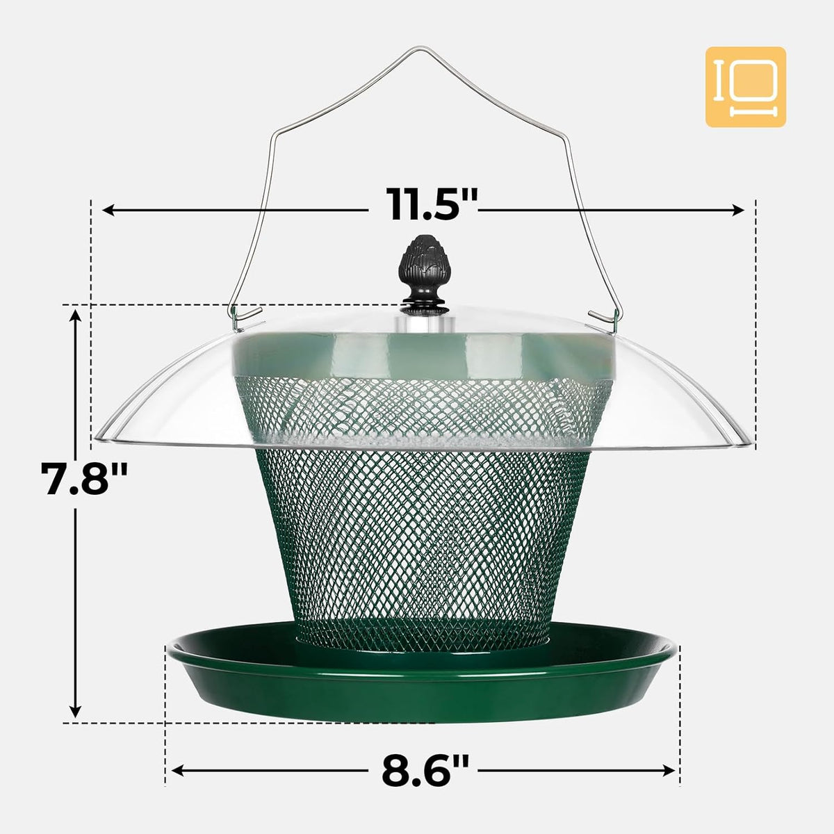 Veehoo Bird Feeders for Outdoors Hanging-Cardinal Bird Feeder with Weatherproof Dome, Wild Meta Finch Feeder for Outside 2.5 lbs Sunflower Seed Capacity, Green
