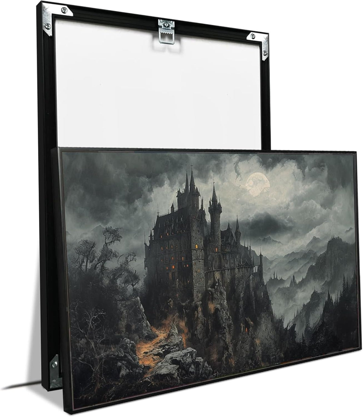 JFHCQJPK Vintage Castle Poster Dark Academy Victorian Gothic Castle Wall Art Poster Moody Mystical Art Print Suitable for Home Living Room Bedroom16x24in Metal blackFramed