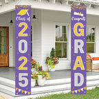 Graduation Decorations 2025 GRAD Banner Purple Porch Door Sign Welcome Banner For Indoor Outdoor Wall Graduation Decorations Class of 2025