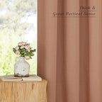 NICETOWN Thick Linen Terracotta Curtains 54 inch Length, Grommet Linen Burlap - Image 3
