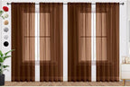 SpaceDresser Brown Sheer Curtains 4 Panels Rod Pocket Semi-Sheer Curtain 84 by SpaceDresser