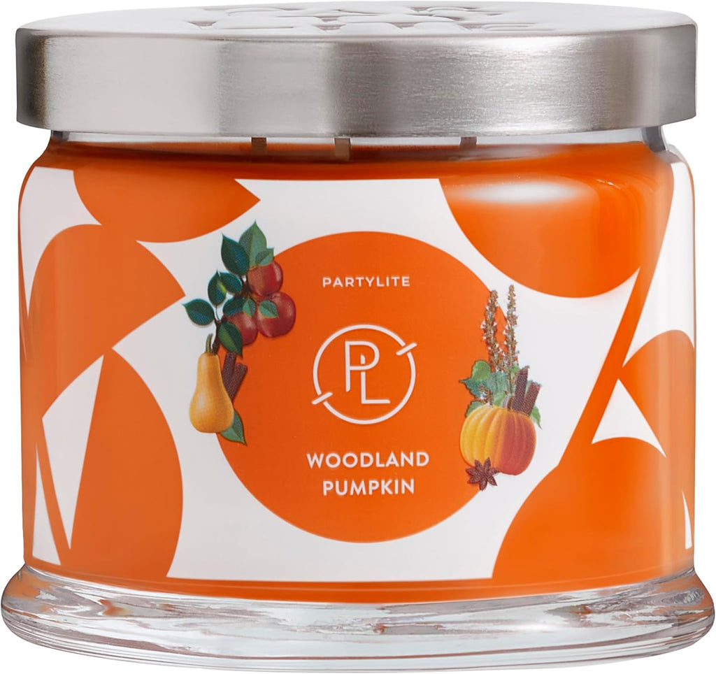 PartyLite Woodland Pumpkin 3-Wick Jar Candle – Autumn Spice & Cinnamon Scent, 25-45 Hours Burn Time, Clean-Burning, Harvest-Inspired Fragrance