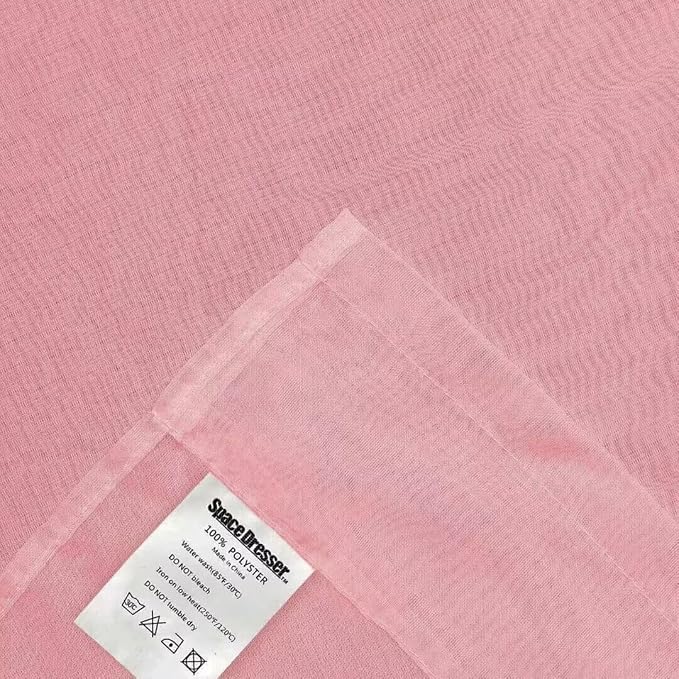 SpaceDresser Sheer Blush Curtains 4 Panels Rod Pocket Semi-Sheer Curtain 90 - Image 6