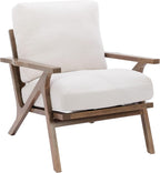 HNY Mid Century Modern Accent Chair, Farmhouse Retro Linen Upholstered Armchair for Living Room Bedroom, 23'' Seat Wide Leisure Slipper Chair with Wood Frame, White