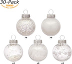 Sea Team Shatterproof Clear Plastic Christmas Ball Ornaments Decorative Xmas Balls Baubles Set with Stuffed Delicate Decorations (50 mm/1.97"/30-Pack, White)