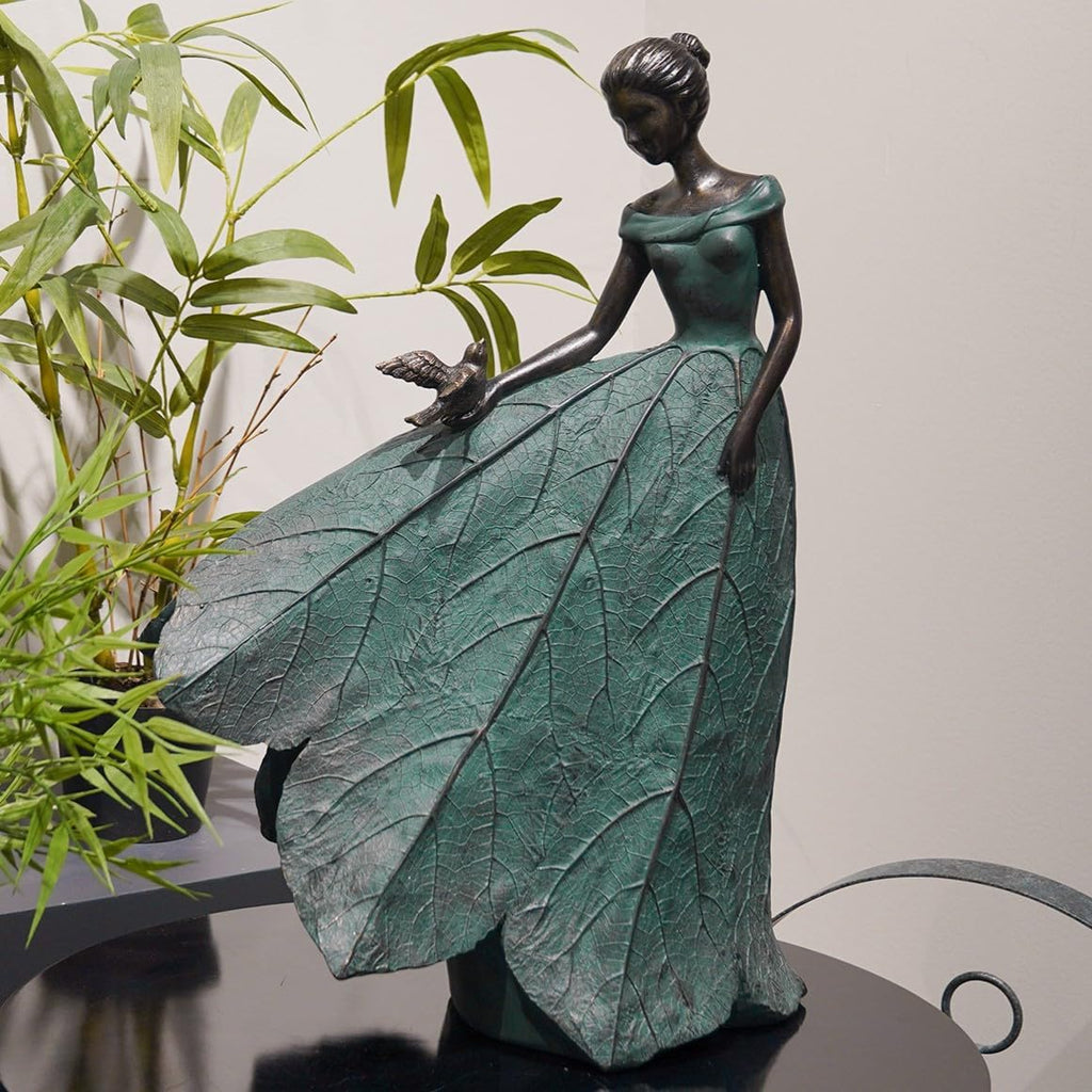 Guichifun Fairy Statue Collection Home Decoration - Leaf Angel Girls Resin Home Decor for Outside or Inside Rustic Garden Outdoor Yard Decorations Figurines Gift 14.25 x 9 x 20.25 Inch