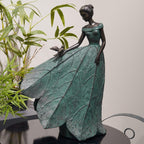 Guichifun Fairy Statue Collection Home Decoration - Leaf Angel Girls Resin Home Decor for Outside or Inside Rustic Garden Outdoor Yard Decorations Figurines Gift 14.25 x 9 x 20.25 Inch