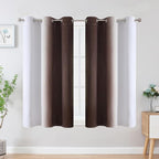 Brown and Greyish White Blackout Curtains 42Wx45L 2 Panels | Ombre Curtains - Image 2