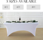 Craft And Party 2 Pack 4ft White Spandex Tablecloth – Fitted Stretch Cover – Universal Fit for Folding Tables – Wrinkle-Free, Washable – Ideal for Parties, Weddings, Events