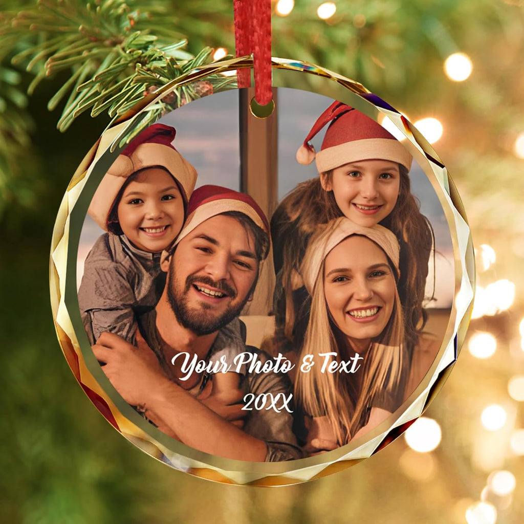 Bemaystar Personalized Crystal Christmas Ornaments with Photo,Custom Christmas Ornament,Wedding Gifts for Couples,Bridal Shower Gifts for Bride