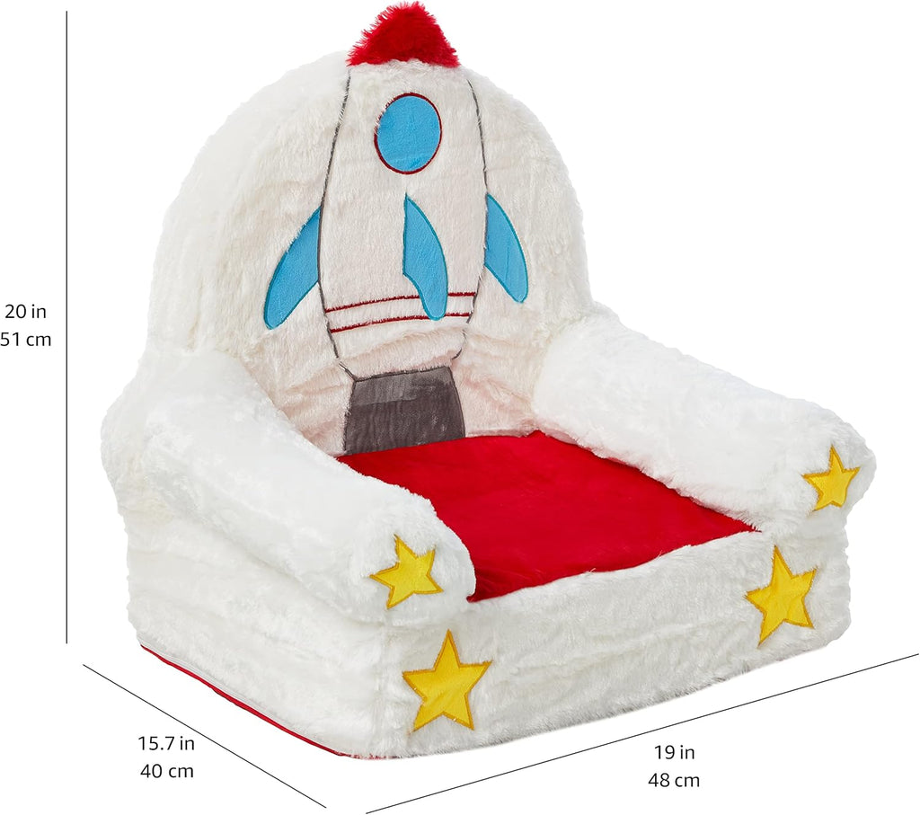Amazon Basics Children's Plush Toddler Chair, Rocket, Multicolor