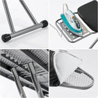 Ironing Board, Heat Resistant Cover Iron Board with Steam Rest, Non-Slip Foldable Ironing Stand. Heavy Sturdy Metal Frame Legs Iron Stand(13 * 34 * 53 Inches) (Silver Black)
