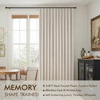 MIULEE Beige Pinch Pleated 100% Blackout Linen Curtains 40x84 Inches | Room - Image 3