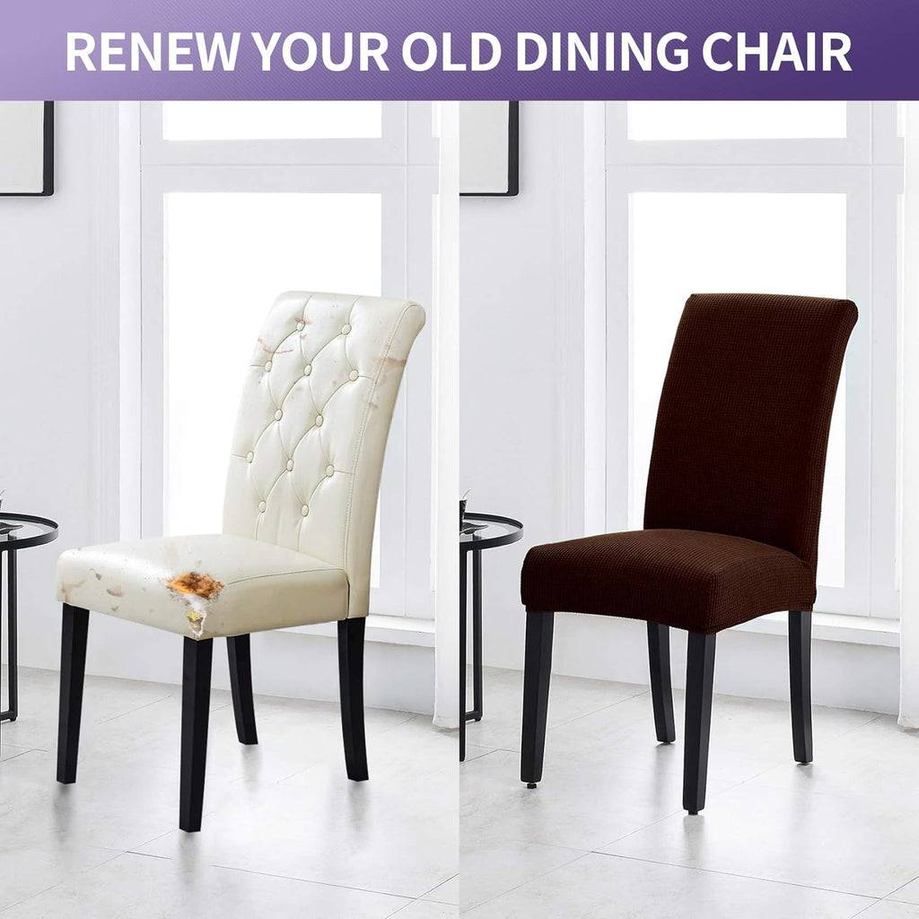Joccun Chair Covers for Dining Room Set of 2, Dining Chair Slipcovers Stretch Dining Room Chair Covers Seat Protector,Washable Parsons Chair Cover for Home,Hotel(Chocolate,2 Pack)