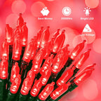 Battery Operated Red String Lights, 2 Pack 18 Feet 50 LED Clear Mini String Lights with 8 Modes Waterproof Tree Lights for Xmas Outdoor Indoor Holiday Party Garden Decor