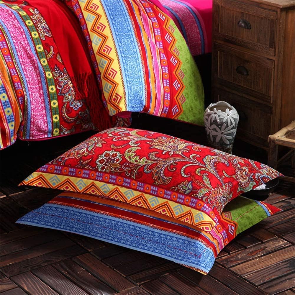 ABREEZE Bohemian Duvet Cover Set Colorful Red Boho Retro Bedding Set Damask Paisley Cotton Duvet Cover Tribal Reversible Bedding Exotic Style Comforter Cover 3-Piece Queen