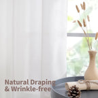 YoungsTex White Linen Semi Sheer Curtains 45 Inches Length - Image 7