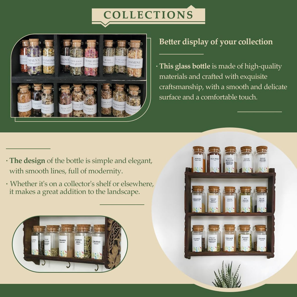 JIUYUE 4 pcs 100 ml Small Glass Bottles,Cork Decoration(3.38 oz-1.85x3.54 inch)