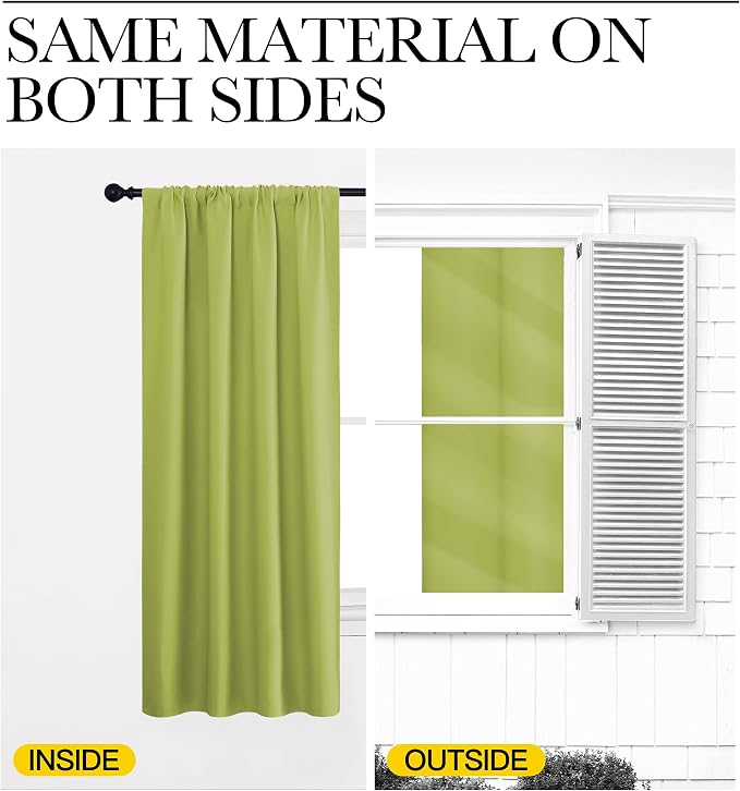 NICETOWN Kitchen Curtains, Fresh Green, Short Blackout Curtains & Drapes - Image 5