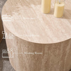 Round Coffee Tables Side Table Set of 2, Wood Nesting End Table for Living Room Balcony Office, No Assembling