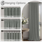 Charcoal Grey Curtains for Bedroom 2 Panel Set 63 Inch Length 100% Blackout - Image 5