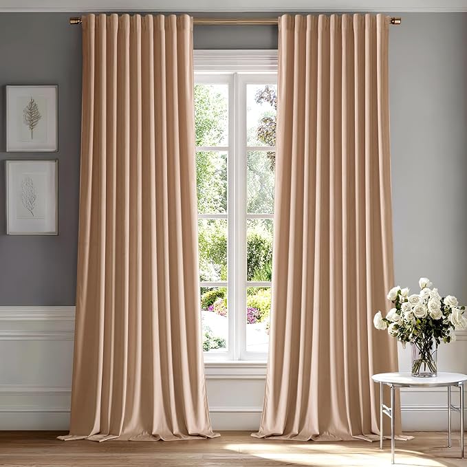 MIULEE Blush Beige Velvet Curtains 52x84 inches Luxury Blackout Curtains | by MIULEE