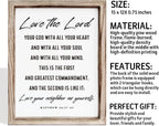 Christian Wall Plaque, Master Bedroom Decor Above Bed, Rustic Farmhouse Christian Decor, Matthew 22:37-39 Signs, Framed Wall Plaque Sign 15 * 11.5 inches, Love the Lord Sign
