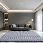 Blue Grey Rabbit Plush Rug 5'x8', Fluffy Shaggy Area Rug - Image 3
