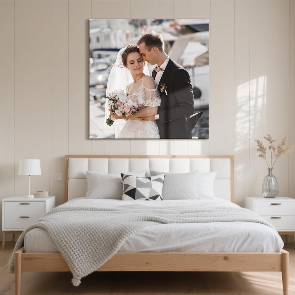 Personalized Custom Canvas Prints with Your Photos & Text, Customized Picture Print, Transform Own Images Into Framed Wall Art Digitally Printed Photo to Canvas, Keepsakes Gifts for Family 12x12’’