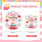 40 pcs Birthday Paper Party Plates and Napkins Disposable Colorful 9 inch 20 pcs Dessert Plates & 20 pcs Napkins Tableware for Fruit Cake Party Decorations
