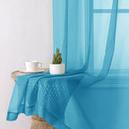 Turquoise Sheer Curtains 78 Inches Long 2 Panels, Elegant Gauzy Airy Light - Image 4