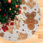 Gingerbread Christmas Tree Skirt - 48 Inch Xmas Tree Mat for New Year Party Decorations