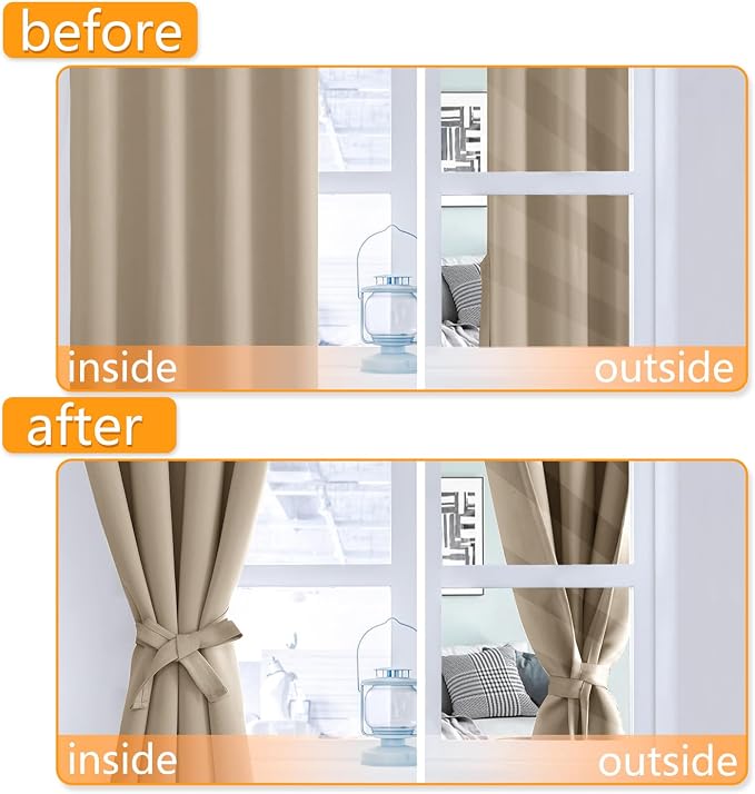 Blackout Curtains for Bedroom, 2 Drape Panels, 38 x 54 Inch | Thermal Insulated - Image 4
