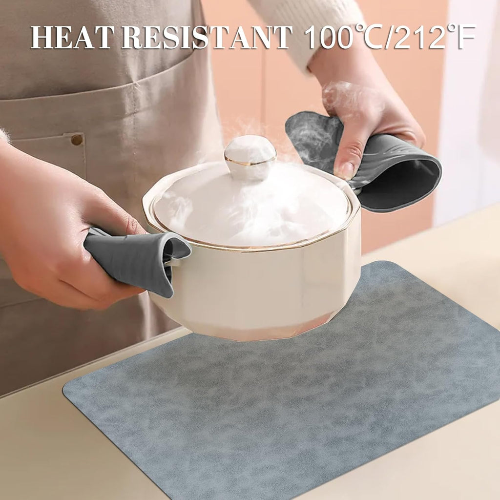 BLESWIN Faux Leather Placemats, PU Dining Table, Waterproof and Oil Resistant Easy to Clean, Heat Resistant Reversible Use Table Mats for Kitchen, Dining Table, Outdoor – 12 × 17 Inch, Grey&Dark Grey