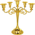 Metal Candelabra 5-Candle 10.1 Inch Tall Candle Holder Stick for Home Wedding Event and Party Festival,Gold
