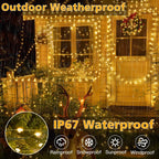 Ollny Christmas Lights Outdoor, 393FT 1200 LED IP67 Waterproof Christmas Tree Lights with 8 Modes Remote Timer, String Lights for House Yard Outside Indoor Xmas Decorations Warm White