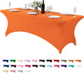 Spandex Table Cover for 8FT or 4ft or 6ft Table Universal Fitted Stretch Tablecloth for Party, Banquet, Wedding and Events-Orange
