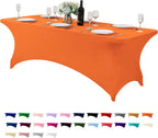 Spandex Table Cover for 8FT or 4ft or 6ft Table Universal Fitted Stretch Tablecloth for Party, Banquet, Wedding and Events-Orange