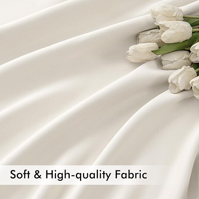 MIULEE Ivory Back Tab Blackout Curtains 52x72 Inches Long 2 Panels Set | Rod - Image 6