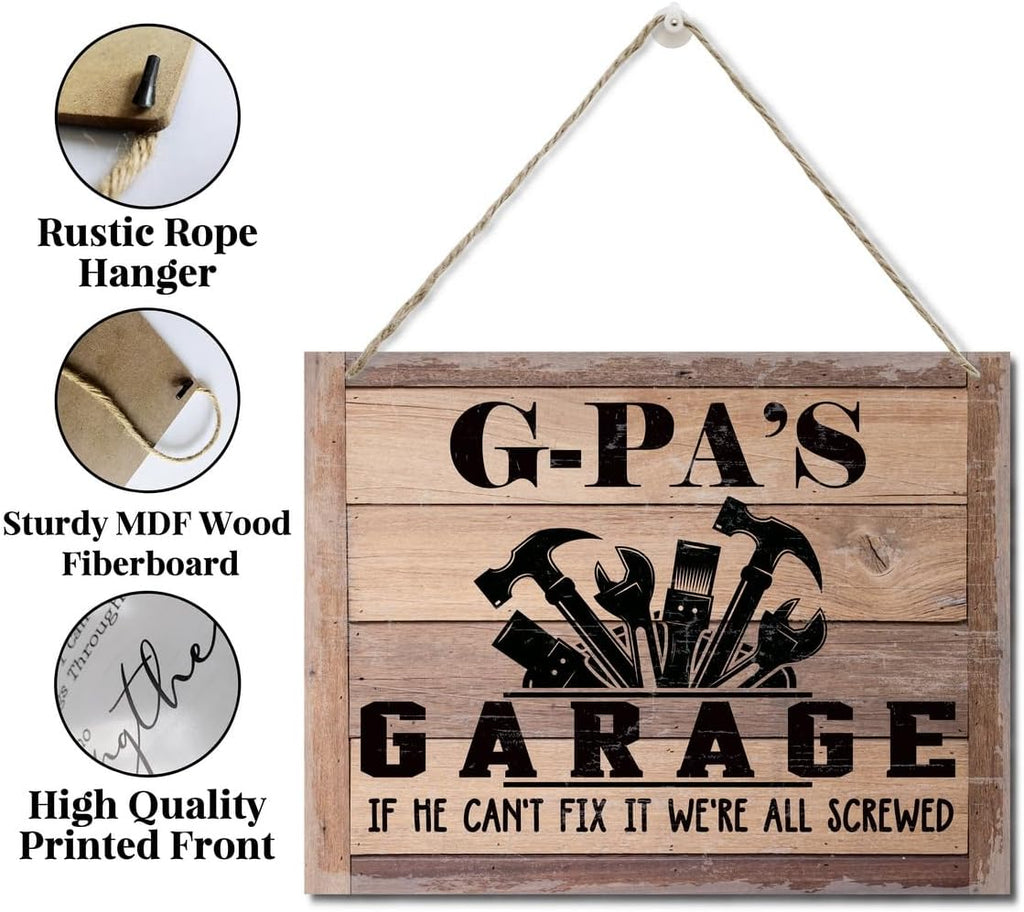 Rustic Wood Sign - Father's Day & Grandpa's Gift - Decor Hanging Wall Art - 'If He Can't Fix It...'