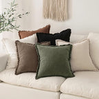 MIULEE Linen Decorative Fall Lumbar Throw Pillow Covers Cocoa Brown 12x20 | Set - Image 6