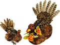 naturevibe 10/6.5 Inches Feathered Turkey Decorations Set of 2,Realistic Mom n Baby Turkey Figurines with Real Feathers for Thanksgiving Decorations,Decorative Farm Animals as Fall Decor for Home