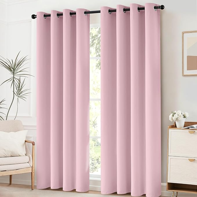 Yakamok Room Darkening Curtains 52x84 inch Long Pink-Living Room | 2 panels - Image 2