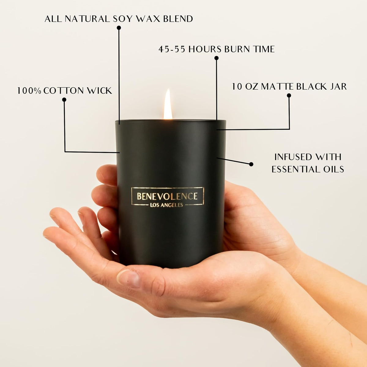 Benevolence LA Charcoal Scented Candle | Soy Candles, Black Candle for Home | Gifts for Women and Men | Home Fragrance | Aromatherapy | Bathroom Freshener | 10oz
