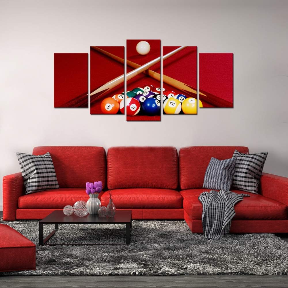 Biuteawal Playing Pool Table Billiard Balls Picture Canvas Wall Art Sport Giclee Prints Snooker Photo Painting for Home Game Room Club Bar Wall Decoration
