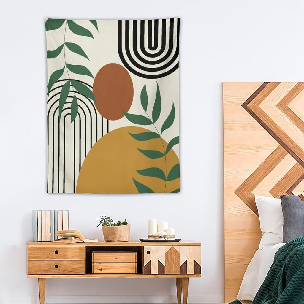 ICMOLYYENLO Boho Plant Aesthetic Tapestry, Abstract Medieval Arch Sun Home Aesthetic Wall Hanging For Bedroom Living Room Dormitory Tapestry 30x40 Inches
