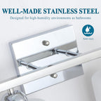 Stainless Steel Milk Glass Vanity Lights for Bathroom, 3 Light Chrome Bathroom Light Fixtures Over Mirror, Ceramic E26 Sockets Wall Mounted